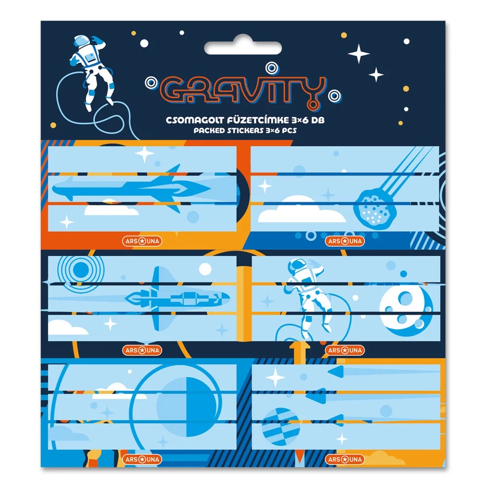 Füzetcímke (3*6 db) Ars Una GRAVITY