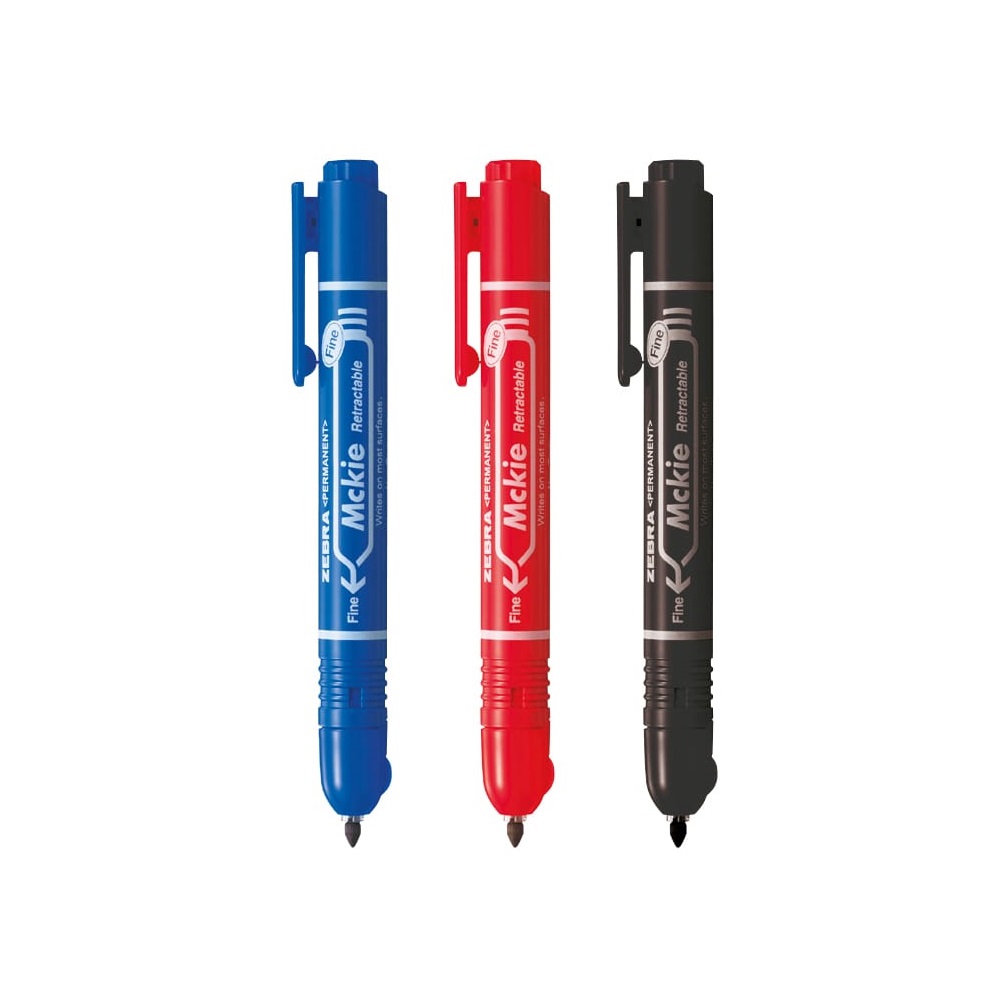 Alkoholos marker 1,3 mm, nyomógombos, Mckie Retractable Zebra  írásszín piros