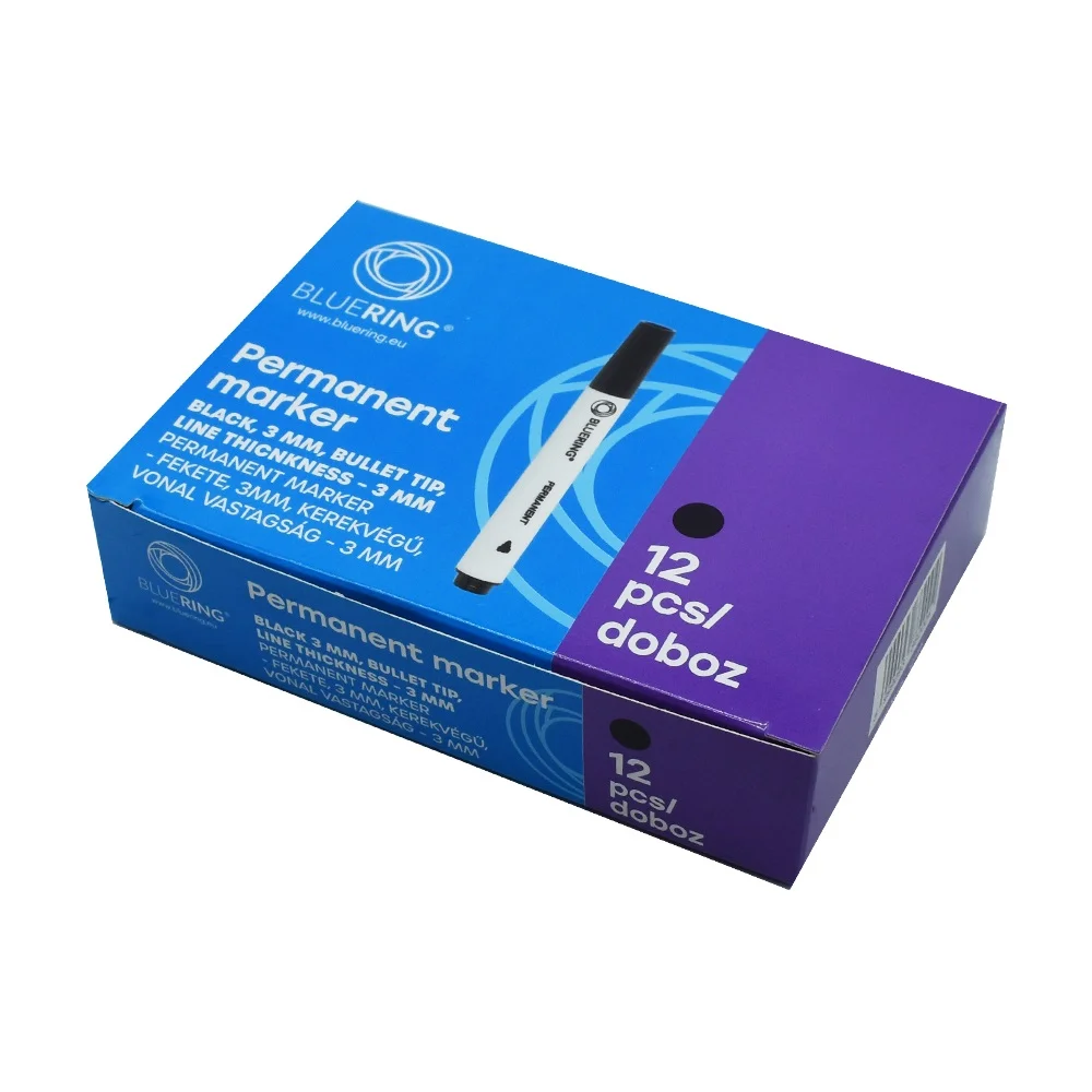 Alkoholos marker 3mm, kerek végű Bluering® fekete - Image 2