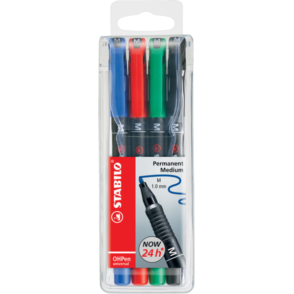 Alkoholos marker készlet 1mm, STABILO OHPen M, 4 klf. szín