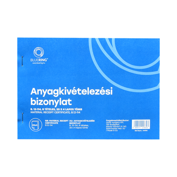 Készletkivételezési bizonylat A5, 25x4lapos 8 tételes B.12-114 Bluering®