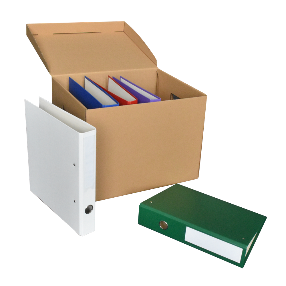 Archiváló konténer karton doboz fedeles 42x31x32cm, felfelé nyíló tetővel (kívül záródó) Bluering® barna - Image 4