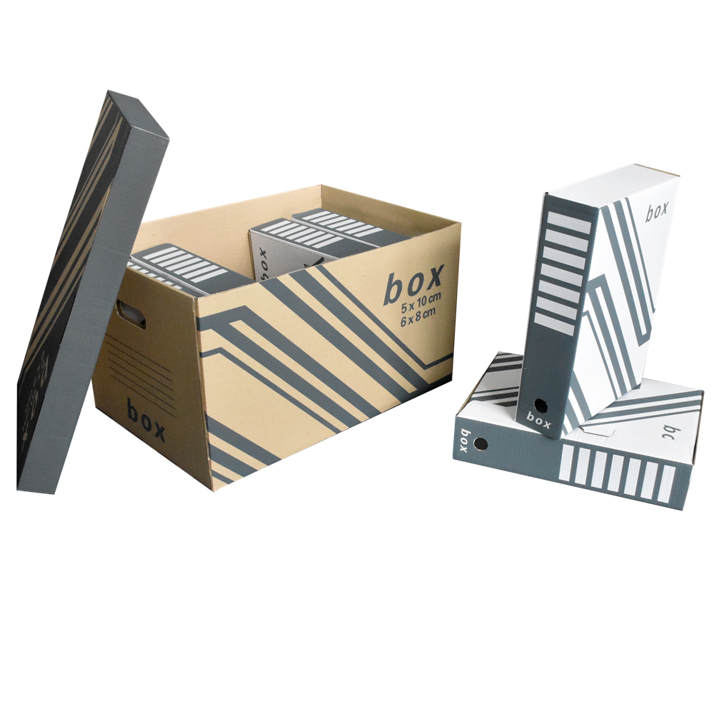 Archiváló konténer karton doboz fedeles 52x35x30cm, külön záródó levehető fedéllel Fornax - Image 3