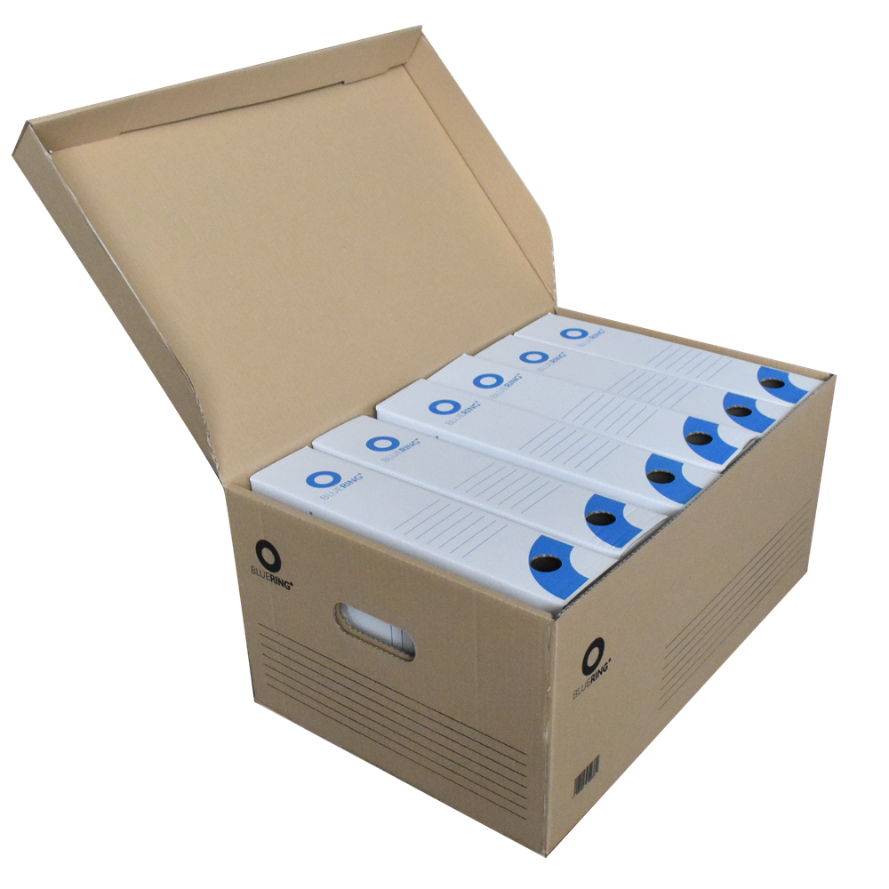 Archiváló konténer karton doboz fedeles 54x36x25cm, felfelé nyíló tetővel Bluering® barna - Image 2