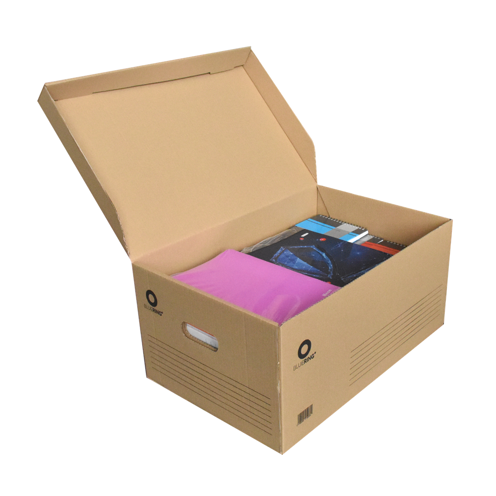 Archiváló konténer karton doboz fedeles 54x36x25cm, felfelé nyíló tetővel Bluering® barna - Image 4