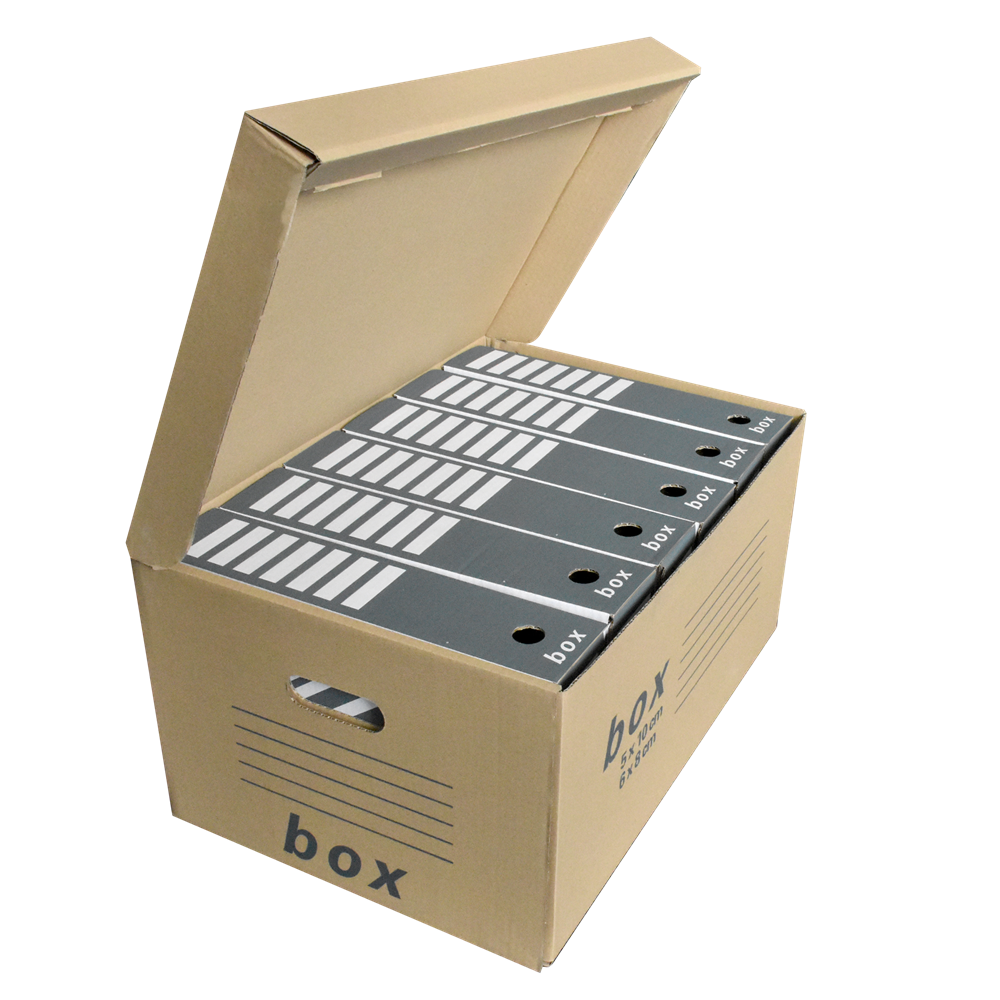 Archiváló konténer karton doboz fedeles 54x36x25cm, felfelé nyíló tetővel Fornax - Image 2