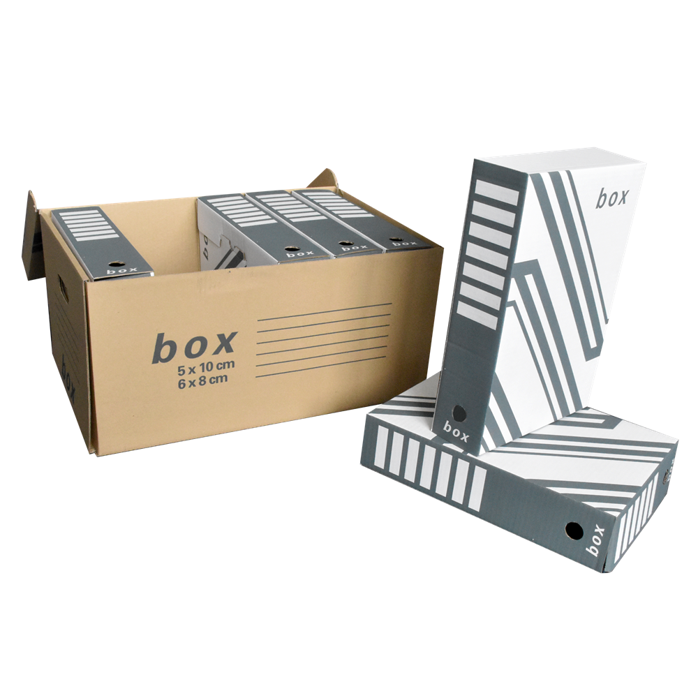 Archiváló konténer karton doboz fedeles 54x36x25cm, felfelé nyíló tetővel Fornax - Image 3