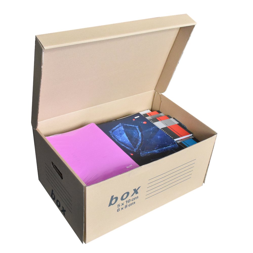 Archiváló konténer karton doboz fedeles 54x36x25cm, felfelé nyíló tetővel Fornax - Image 4