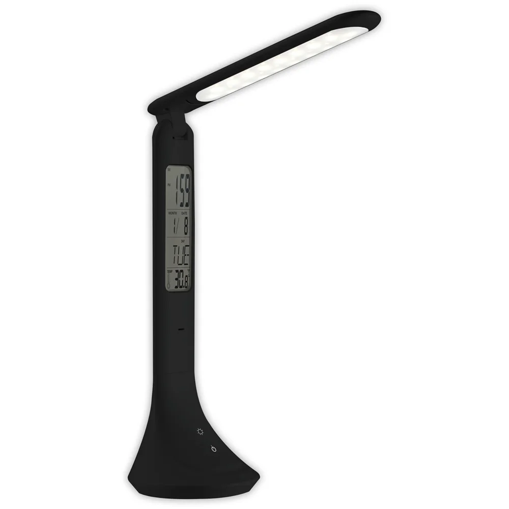 Asztali LED lámpa, kijelzővel, 5W, 4000K, AVIDE, fekete