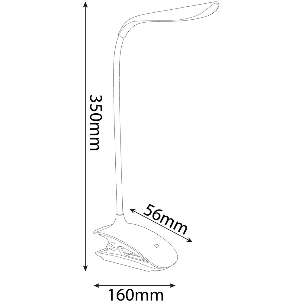 Asztali LED lámpa, csiptethető, 1,5W, 6400K, AVIDE, fekete - Image 3