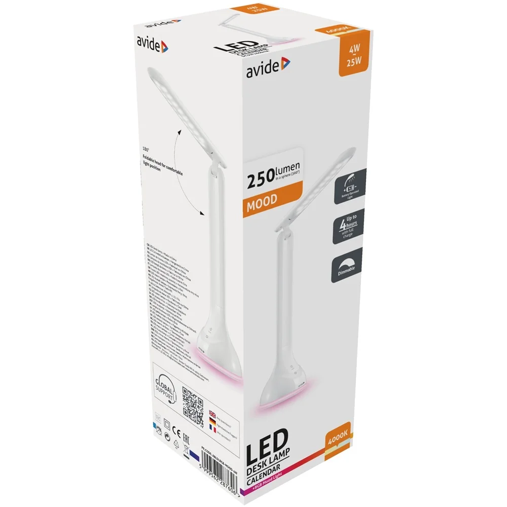 Asztali LED lámpa, RGB hangulatvilágítás, 4W, 4000K, AVIDE, fehér - Image 2