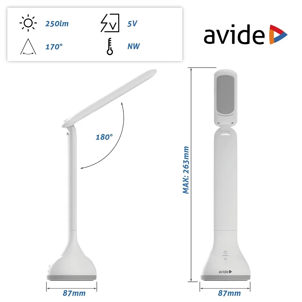 Asztali LED lámpa, RGB hangulatvilágítás, 4W, 4000K, AVIDE, fehér - Image 3