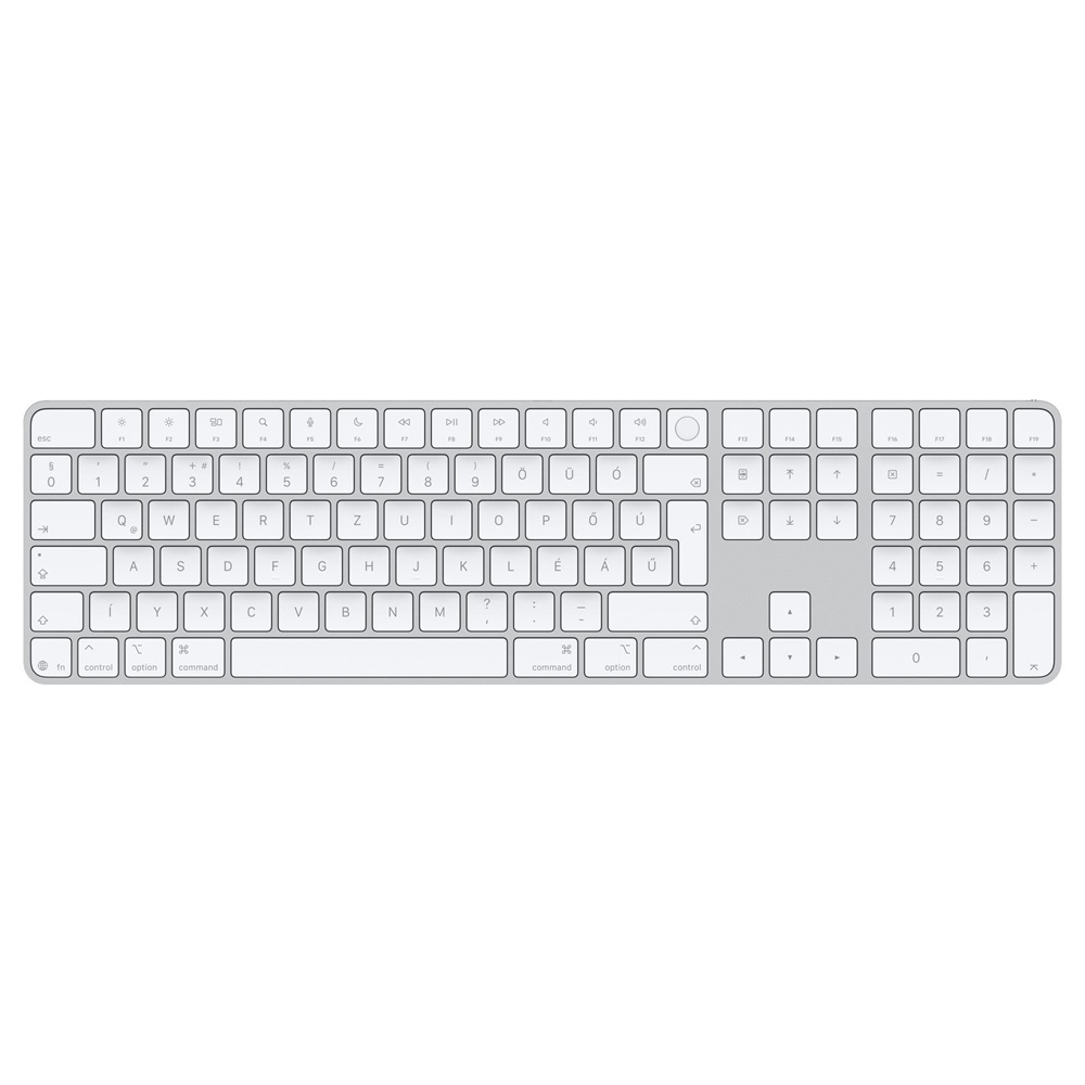 Billentyűzet APPLE MAGIC KEYBOARD bluetooth (QWERTZ, magyar nyelvű, Touch ID, számbillentyűzet) fehér