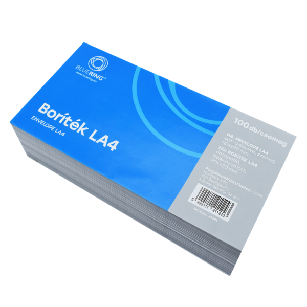 Boríték LA4 öntapadó bélésnyomott 110×220mm Bluering® 100 db/csom fehér
