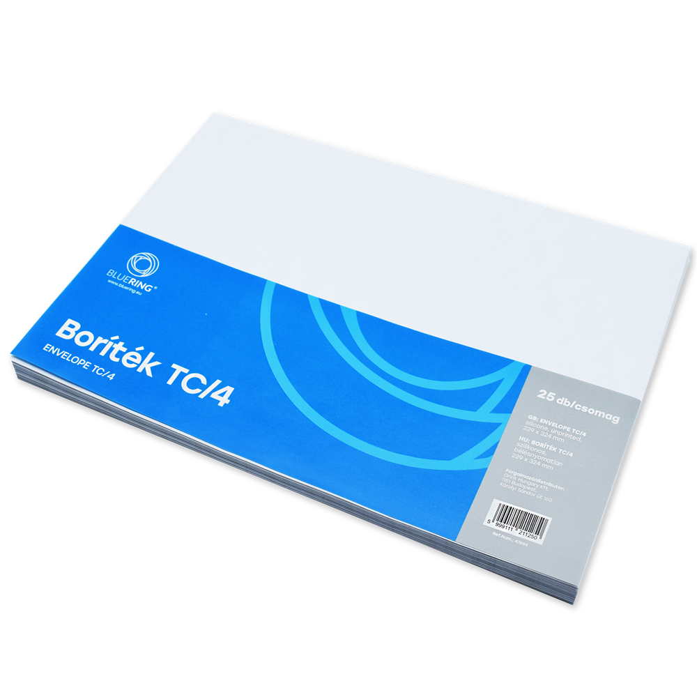 Boríték TC/4 szilikonos bélésnyomott 229x324mm Bluering® 25 db/csom fehér