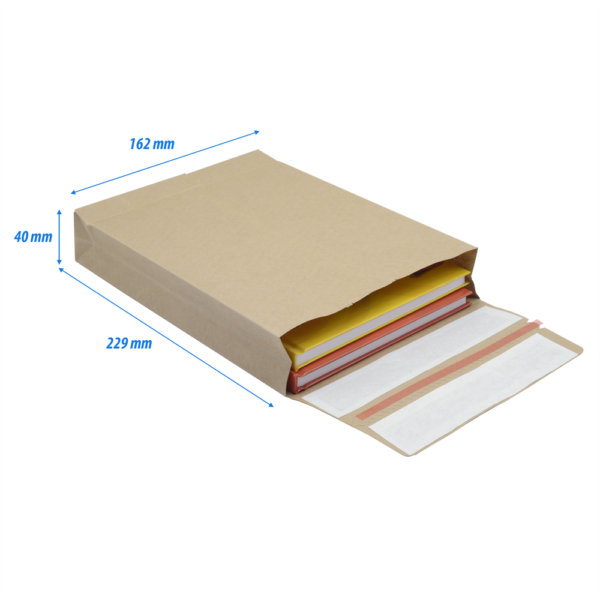 Csomagküldő webshop tasak 162x229x40mm, erős kraft papírból 250 db/doboz, E-green barna