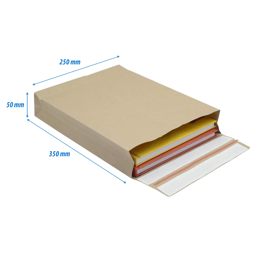 Csomagküldő webshop tasak 250x350x50mm, erős kraft papírból 250 db/doboz, E-green barna - Image 5