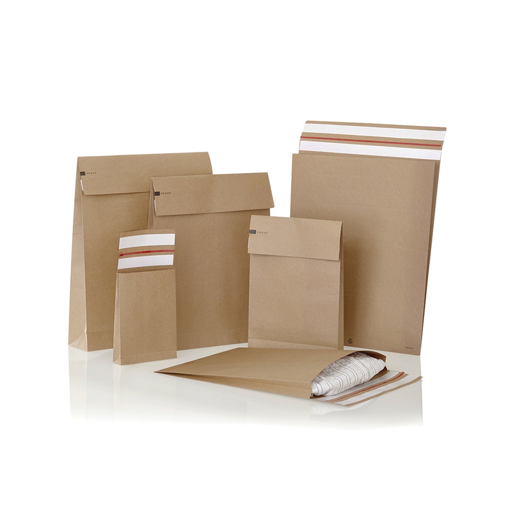 Csomagküldő webshop tasak 250x350x50mm, erős kraft papírból 250 db/doboz, E-green barna - Image 4