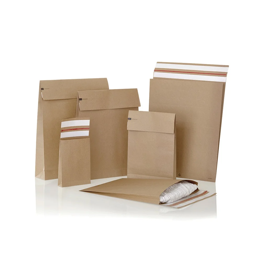 Csomagküldő webshop tasak 250x350x50mm, erős kraft papírból 250 db/doboz, E-green barna - Image 4