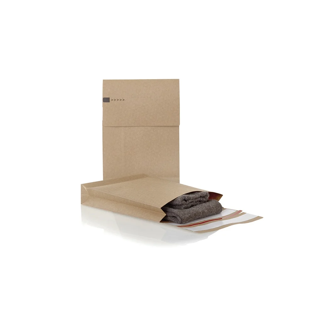 Csomagküldő webshop tasak 250x350x50mm, erős kraft papírból 250 db/doboz, E-green barna - Image 3