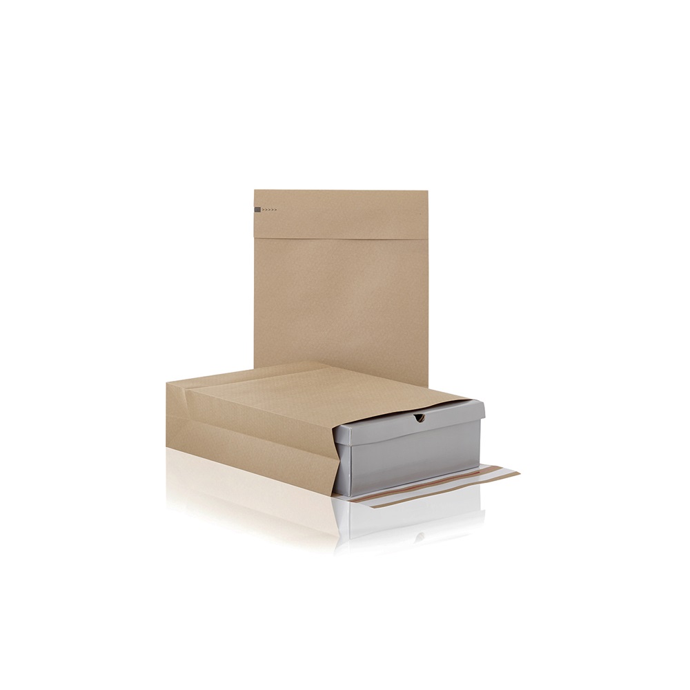 Csomagküldő webshop tasak 250x350x50mm, erős kraft papírból 250 db/doboz, E-green barna - Image 2