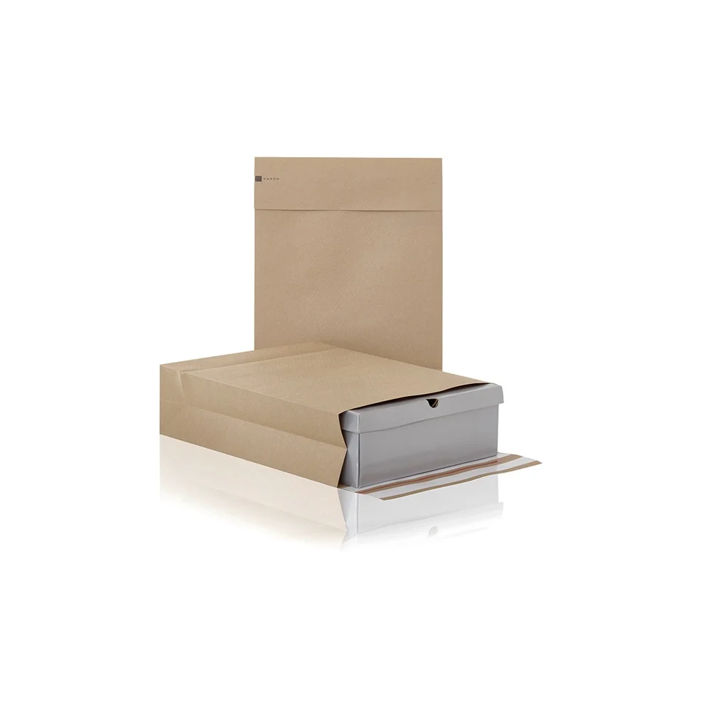 Csomagküldő webshop tasak 400x500x100mm, erős kraft papírból 100 db/doboz, E-green barna - Image 3