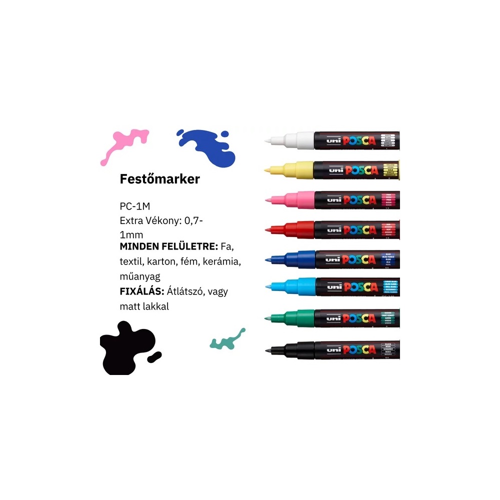 Dekormarker 0,7-1mm, Uni-Posca PC-1M, 8 db-os készlet - Image 2