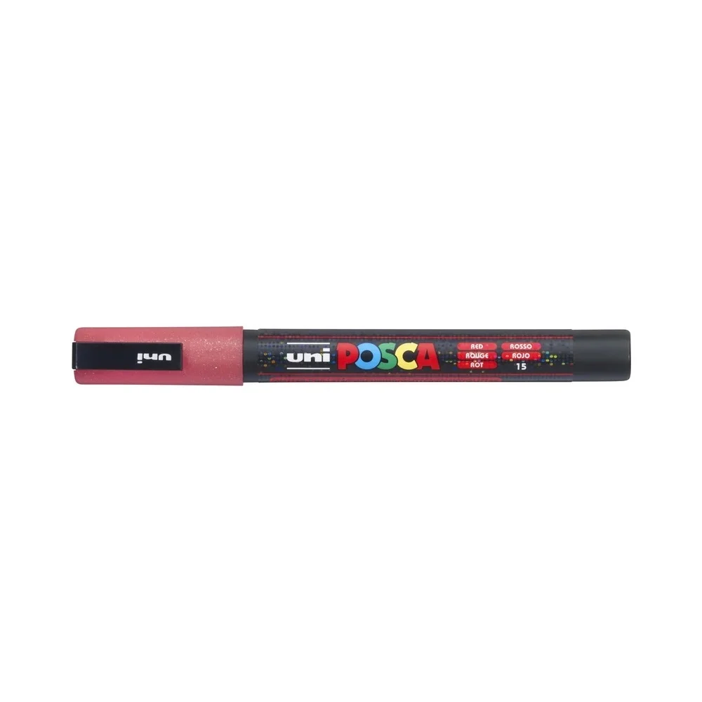 Dekormarker 0,9-1,3mm, Uni-Posca PC-3ML csillámló piros