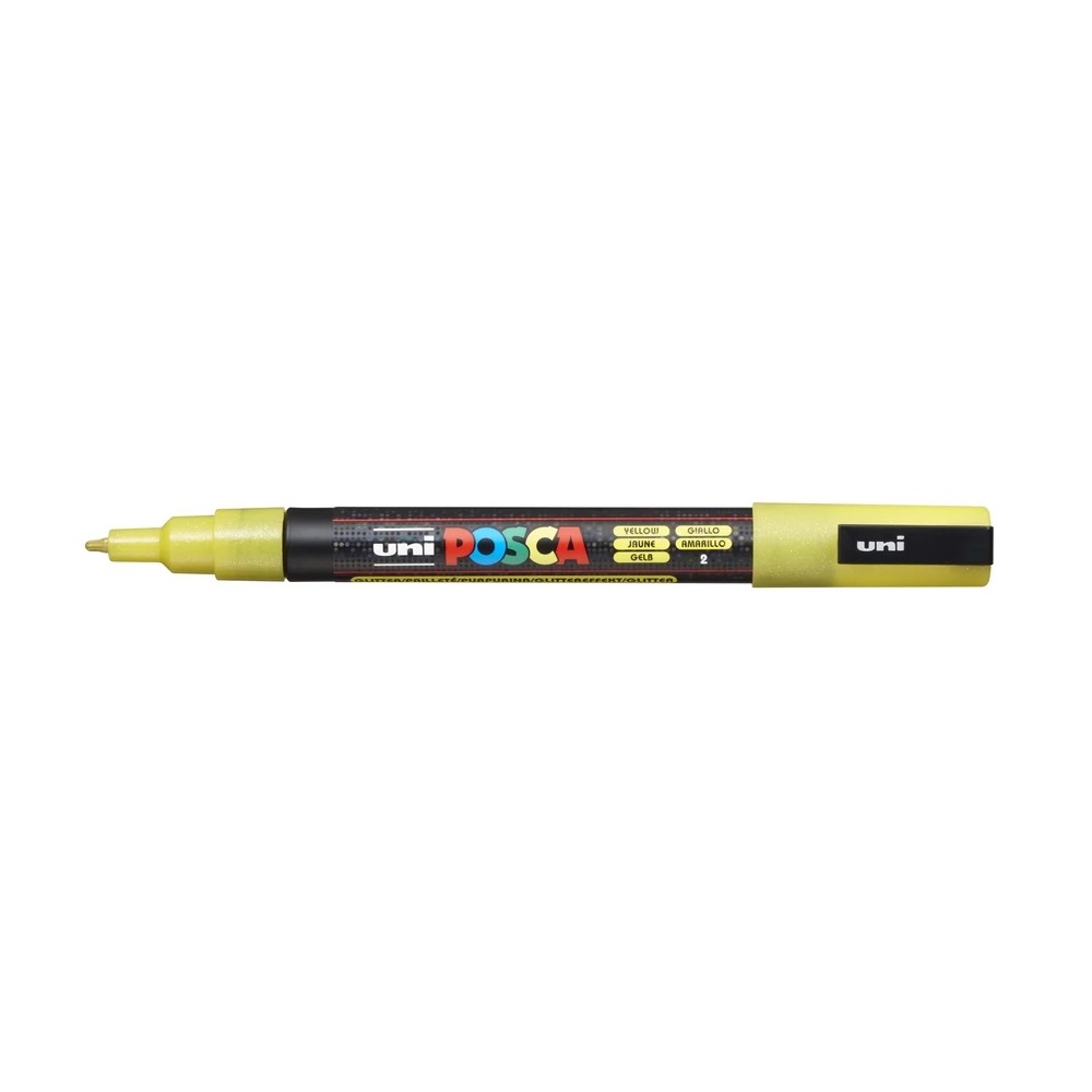 Dekormarker 0,9-1,3mm, Uni-Posca PC-3ML csillámló sárga - Image 2