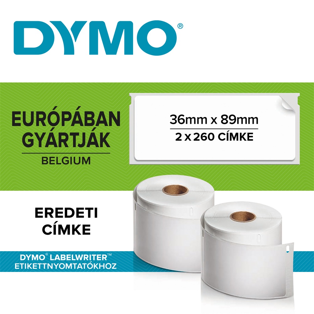 Etikett Dymo LW nyomtatóhoz 36x89mm, 260 db etikett/doboz, Original, fehér - Image 2