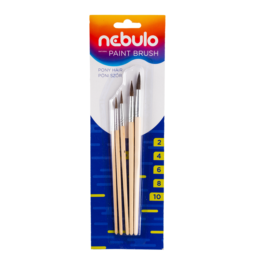 Ecset készlet natúr fa nyéllel 5 db/csomag, Nebulo