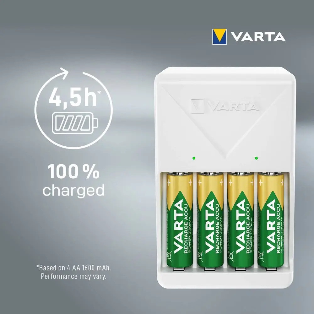 Elemtöltő, akku Plug töltő + 4 db AA 2100 mAH Varta - Image 3