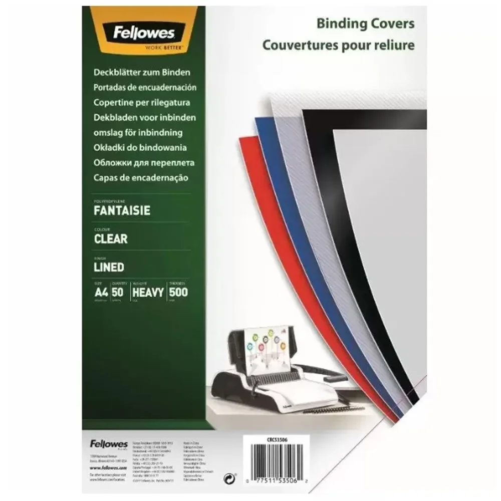 Előlap, A4, 500 mikron, 50 db/csomag, Fellowes® Fantaisie, áttetsző - Image 2