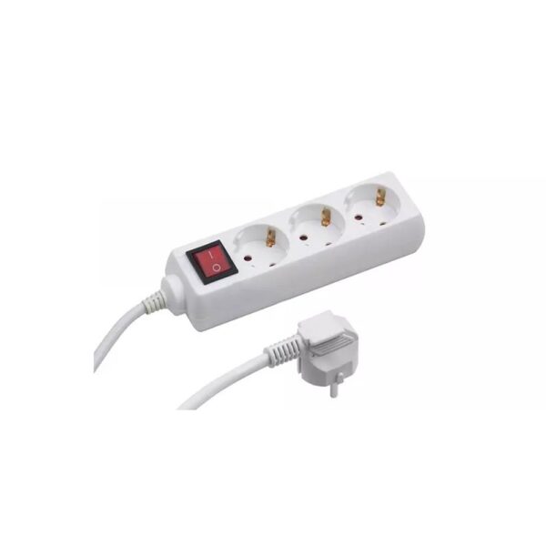 Elosztó három csatlakozós, kapcsolós 1,5m kábellel asztali 16A max. 3500W