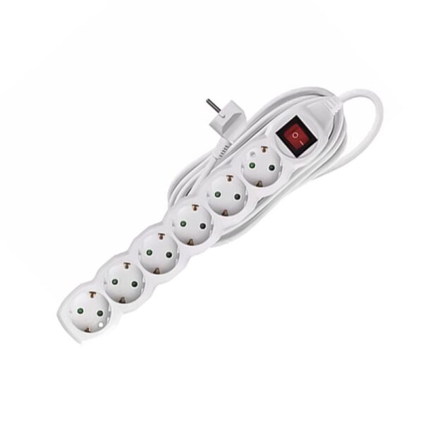 Elosztó hat csatlakozós kapcsolós túlfeszültség védett 1,5m kábellel asztali 16A max. 3500W