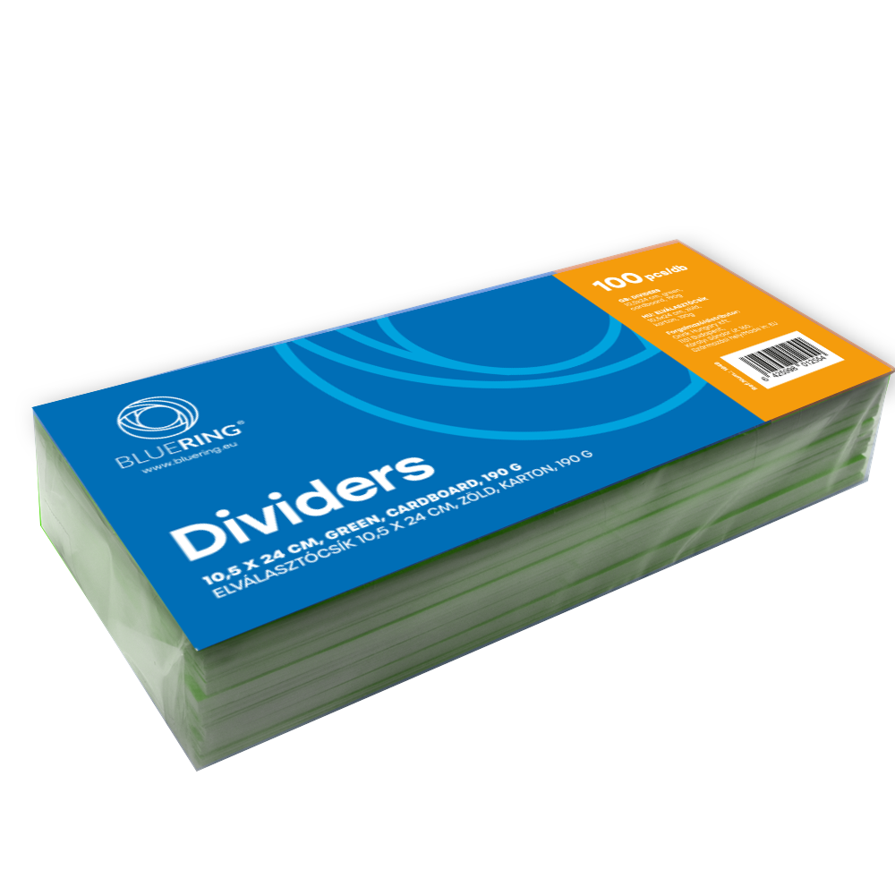 Elválasztócsík, karton 190g. 10,5x24cm, 100 db/csomag, Bluering® zöld