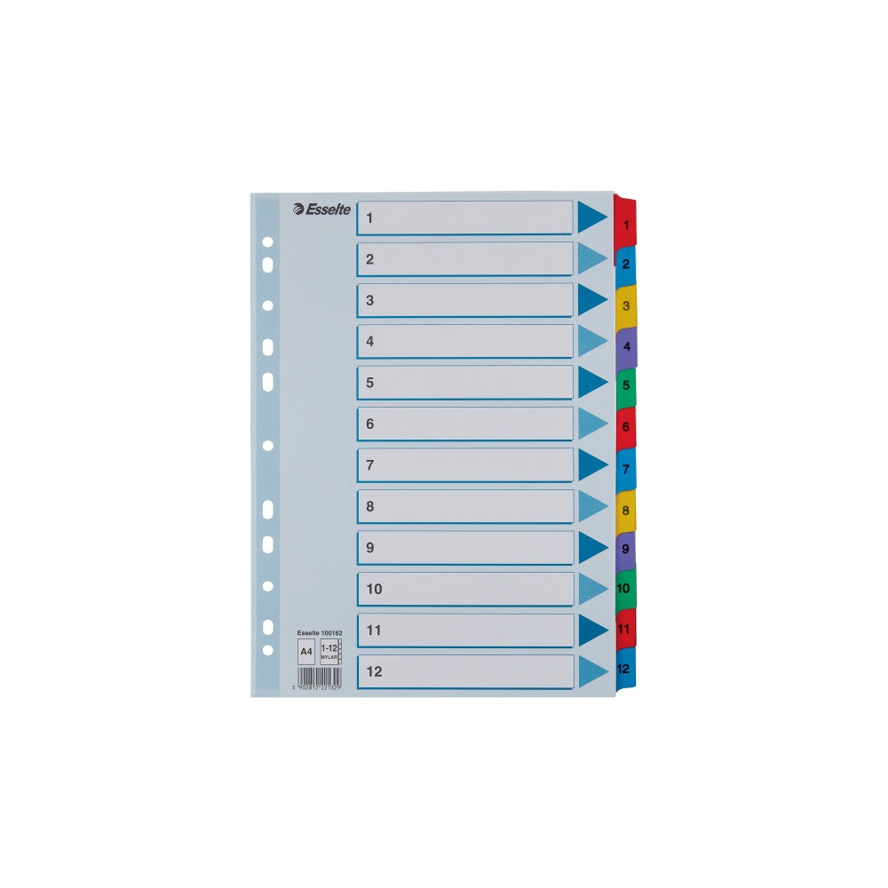 Elválasztólap, A4, regiszteres 1-12 laminált karton fülek 100162 Esselte - Image 2