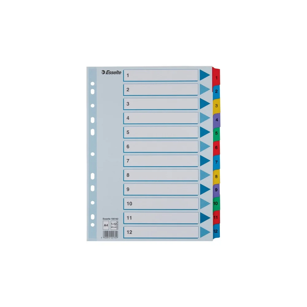 Elválasztólap, A4, regiszteres 1-12 laminált karton fülek 100162 Esselte - Image 2
