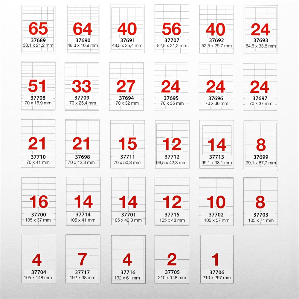 Etikett címke, 70x25,4mm, 100 lap, 33 címke/lap A-Series - Image 2