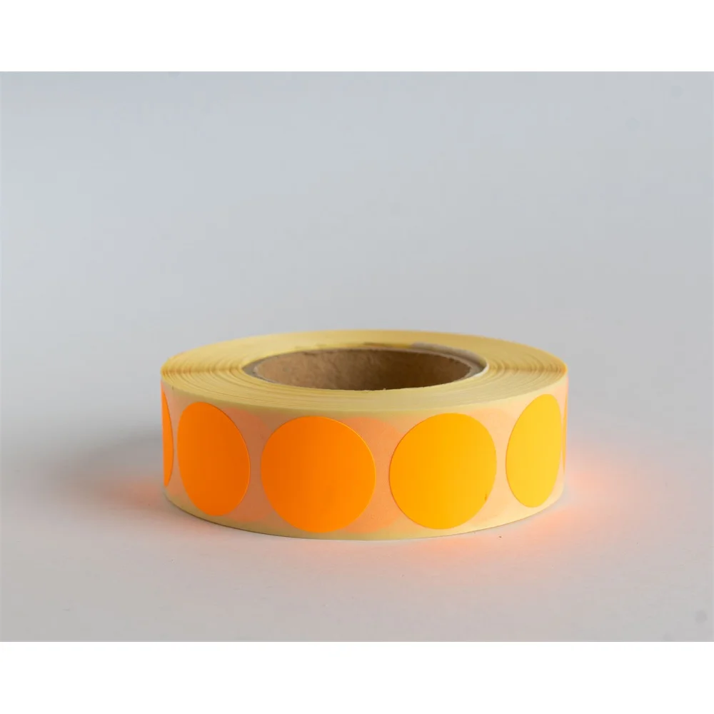 Etikett címke, 20mm, körcímke tekercses, 1000 címke/tekercs fluo narancs