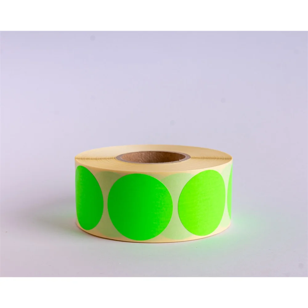 Etikett címke, 38mm, körcímke tekercses, 1000 címke/tekercs fluo zöld