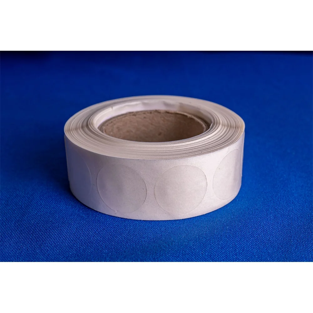 Etikett címke, 20mm, körcímke tekercses, PP 1000 db/tekercs átlátszó