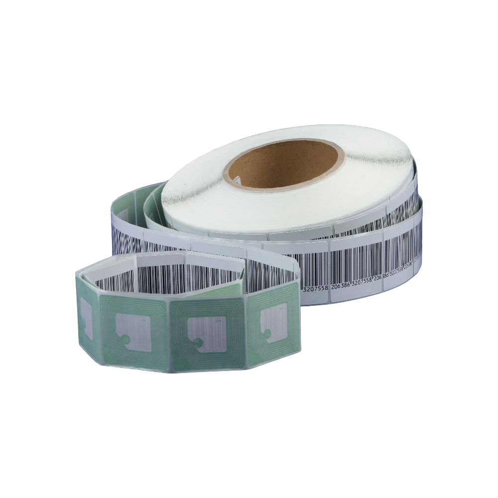 Etikett címke áruvédelmi (RF címke) álvonalkóddal 40x40mm, tekercses 1000 címke/tekercs - Image 2