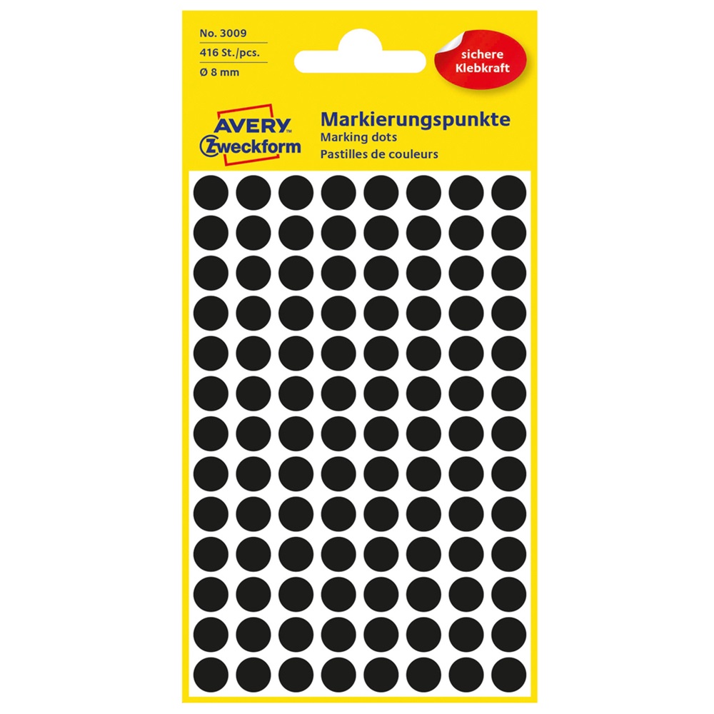 Etikett címke, o8mm, jelölésre, 104 címke/ív, 4 ív/doboz, Avery fekete - Image 2
