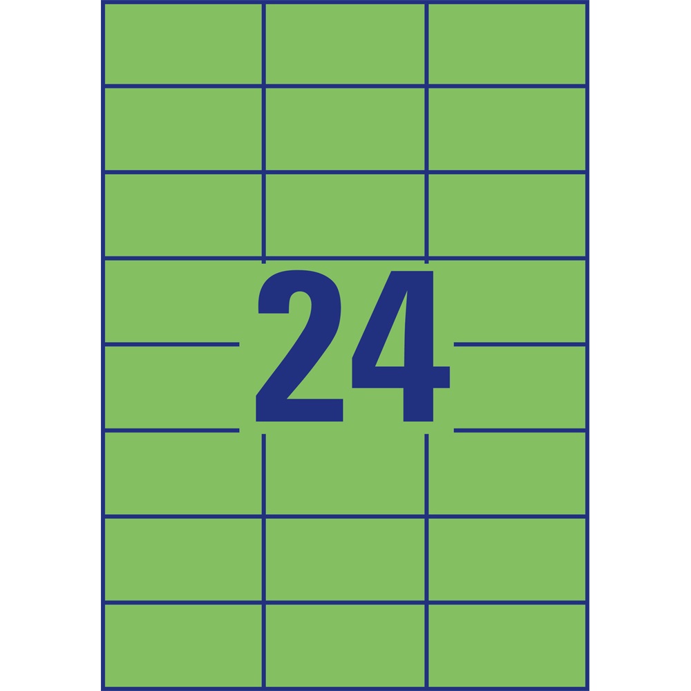 Etikett címke, 70 x37mm, univerzális, 24 címke/ív, 100 ív/doboz, Avery zöld - Image 3