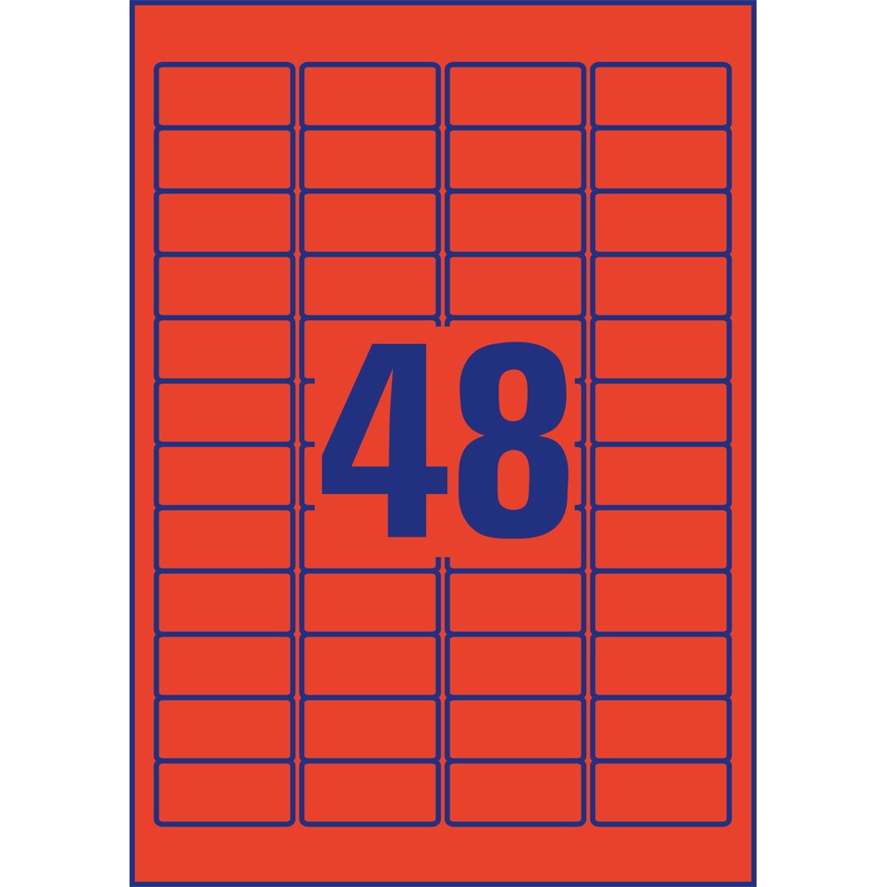Etikett címke, 45,7 x21,2mm, univerzális visszaszedhető, 48 címke/ív, 20 ív/doboz, Avery piros - Image 3
