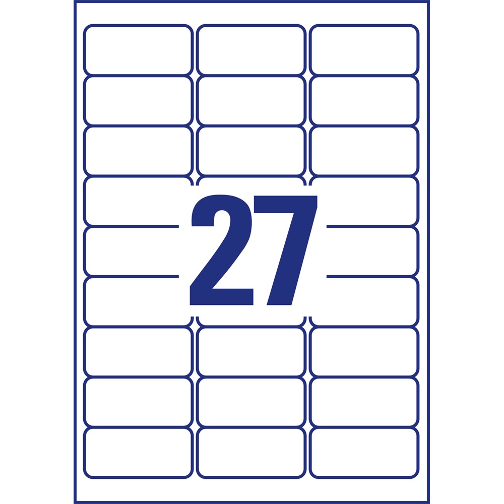 Etikett címke, 63,5 x29,6mm, univerzális visszaszedhető, 27 címke/ív, 25 ív/doboz, Avery fehér - Image 3