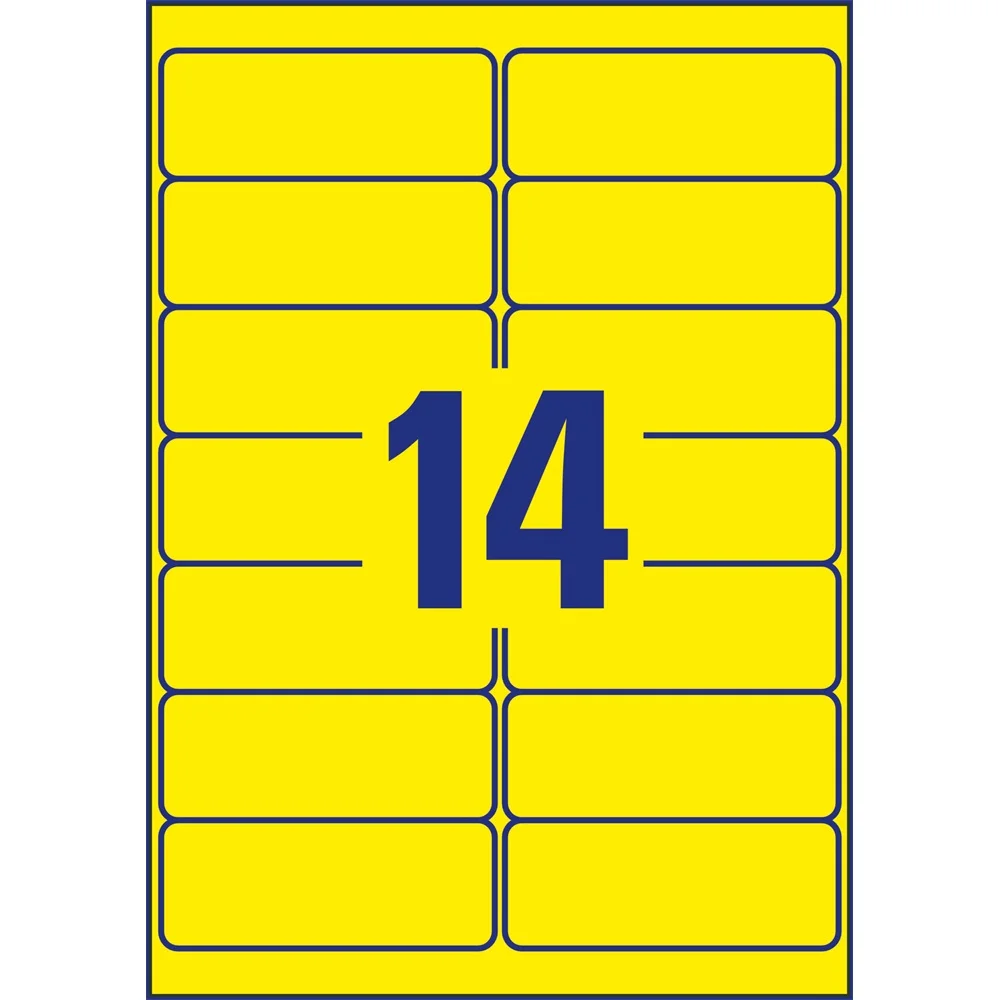 Etikett címke, 99,1 x38,1mm, visszaszedhető, neon 14 címke/ív, 25 ív/doboz, Avery sárga - Image 3