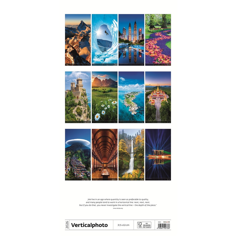 Falinaptár képes 315 × 630 mm, fehér lapokkal Verticalphoto Dayliner 2026. - Image 2