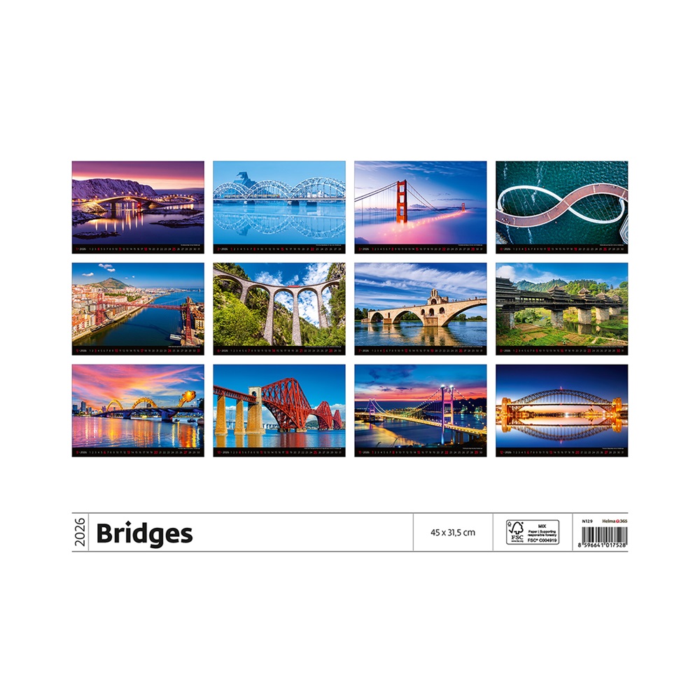 Falinaptár képes 450 × 315 mm, Bridges Dayliner 2026. - Image 2